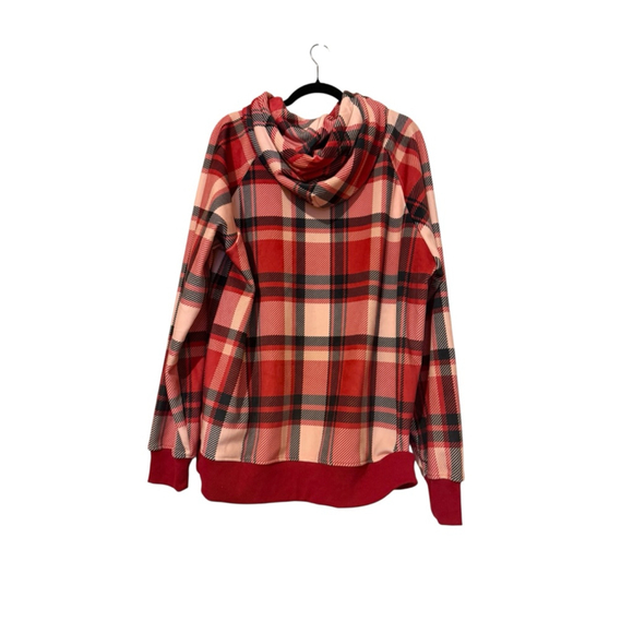 Spark Paws Plaid Hoodie XXL Red Black Sweatshirt - Picture 2 of 3